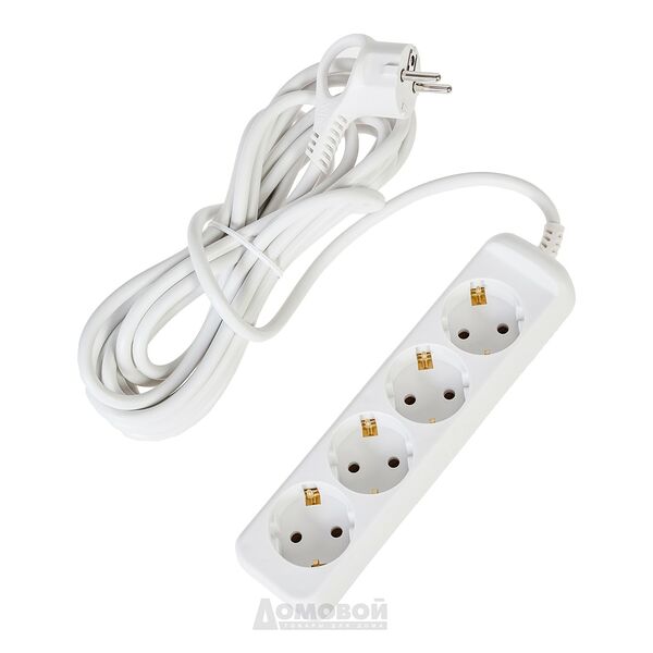 Удлинитель ЭРА, 4 гнезда, с заземлением, 5 м