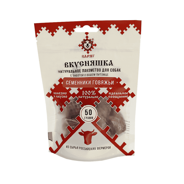 Лакомство для собак ВАРЯГ Семенники говяжьи 50г
