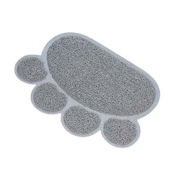 Коврик под кошачий туалет серый форма лапы 40х30 см