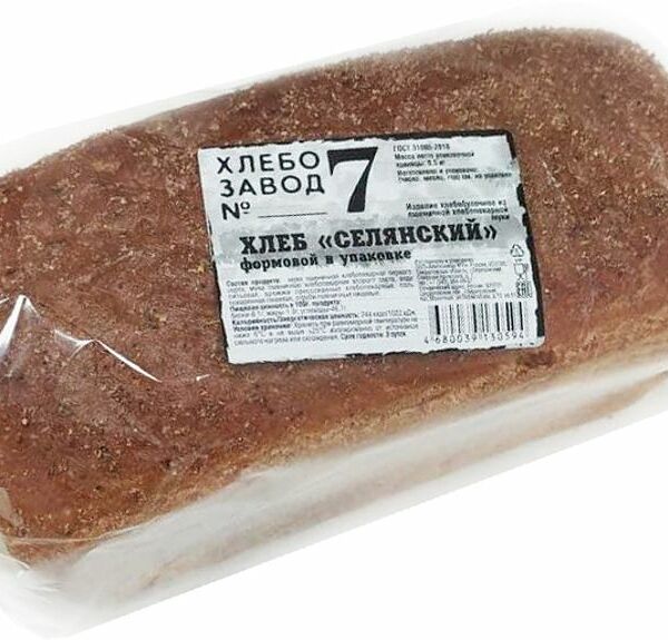 Хлеб Хлебозавод №7 Селянский заварной формовой 1 сорт, 500г