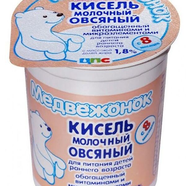 Кисель Медвежонок молочный овсяный 1.8%, с 8 месяцев