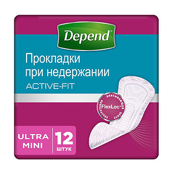 Прокладки Depend урологические ультра мини 12 шт