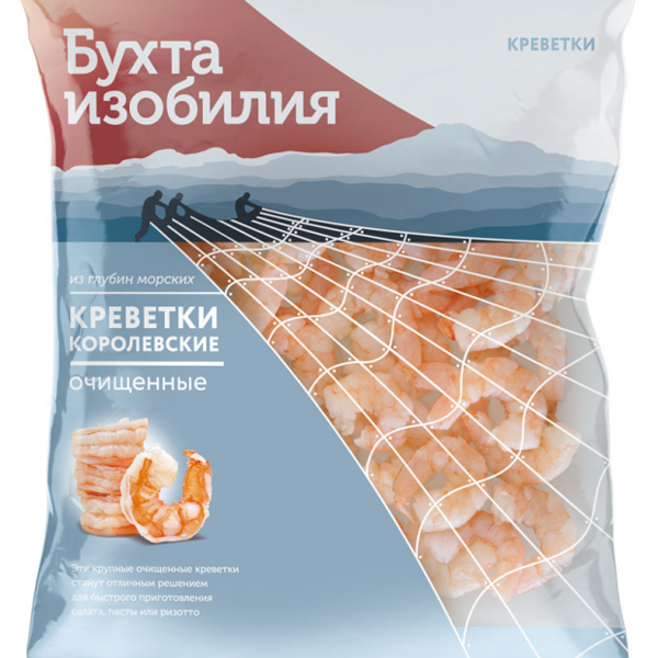 Креветки Бухта Изобилия королевские очищенные вареномороженые 500 г