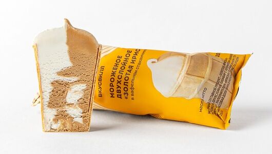 Мороженое двухслойное Золотая ириска Продукт замороженный 