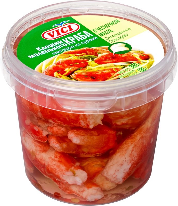 

Клешни маленького краба Vici имитация в чесночном соусе 360 г