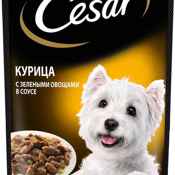 Влажный корм Cesar® для взрослых собак, с курицей и зелеными овощами в соусе, 85г