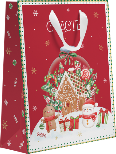 

Пакет подарочный Волшебный эльф, 22,7х18х10см, Арт. M, в ассортименте