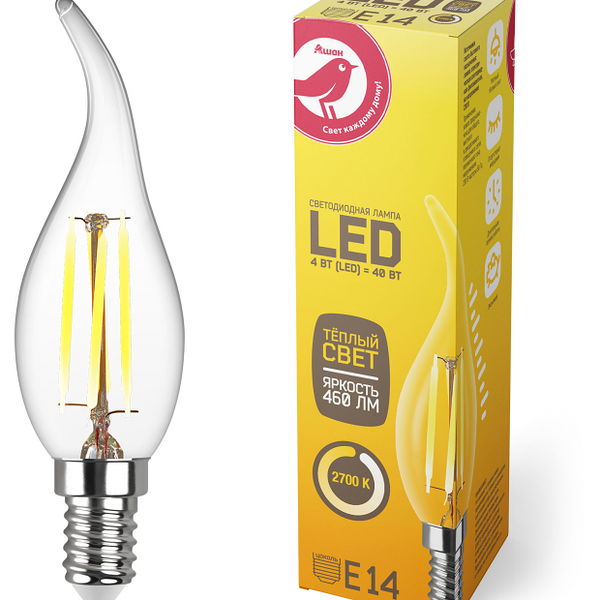 LED-Лампа АШАН Красная птица E14 4-40W