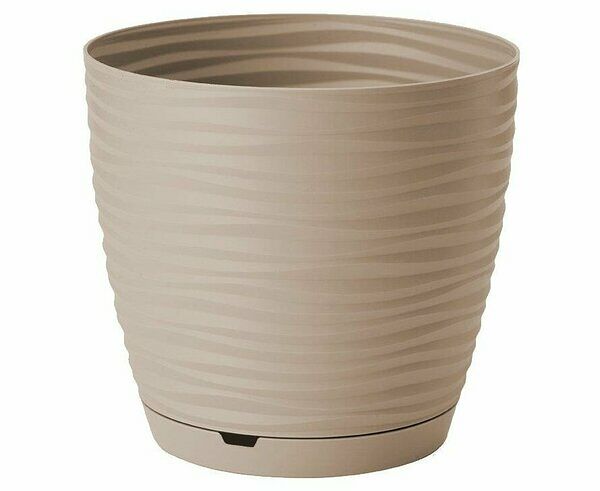 Горшок для цветов Saffron с поддоном бежевый 2.6 л, d=17.6 см, h=16.2 см