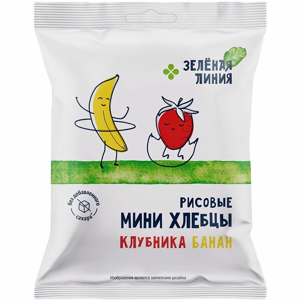 Хлебцы Рисовые клубника-банан Зелёная Линия, 50г