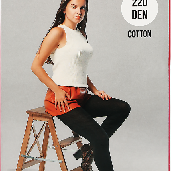 Колготки женские INWIN cotton 220 den, черные, размер 3