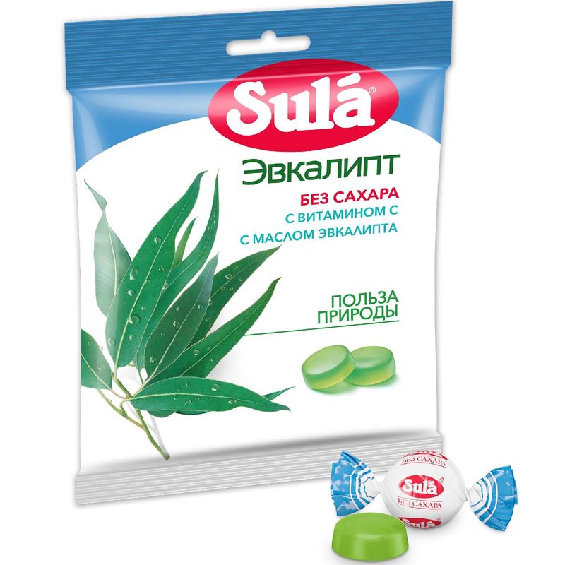 

Леденцы Sula Польза природы с витамином С эвкалипт без сахара 60 г