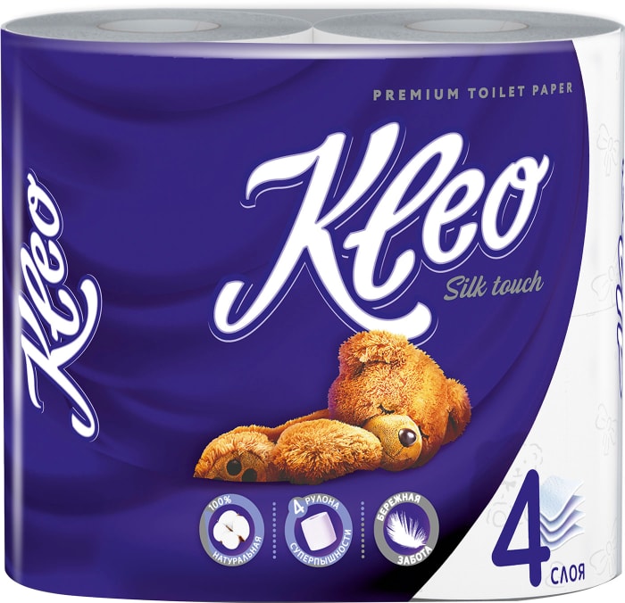 

Бумага туалетная Kleo Silk Touch Premium 4 рулона 4 слоя