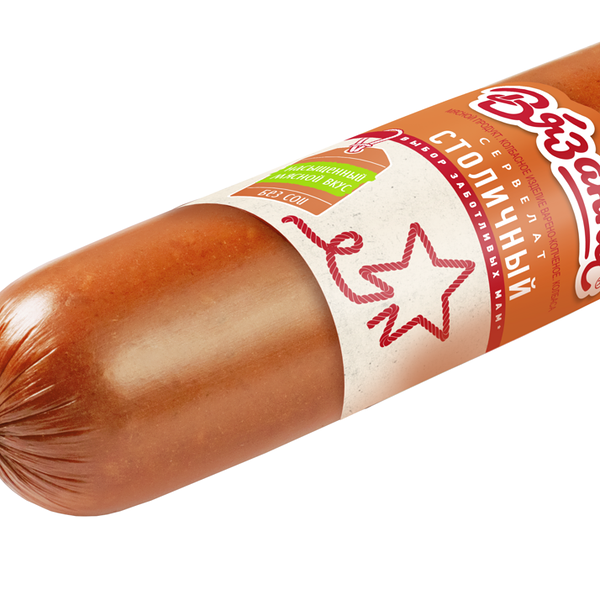 Колбаса варено-копченая Сервелат Столичный ТМ Вязанка