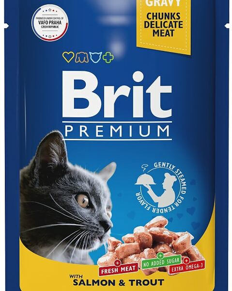 Влажный корм для кошек Brit Premium с лососем и форелью 85г