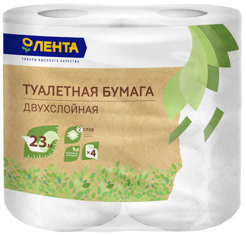 

Бумага туалетная ЛЕНТА 2 слоя, 4шт