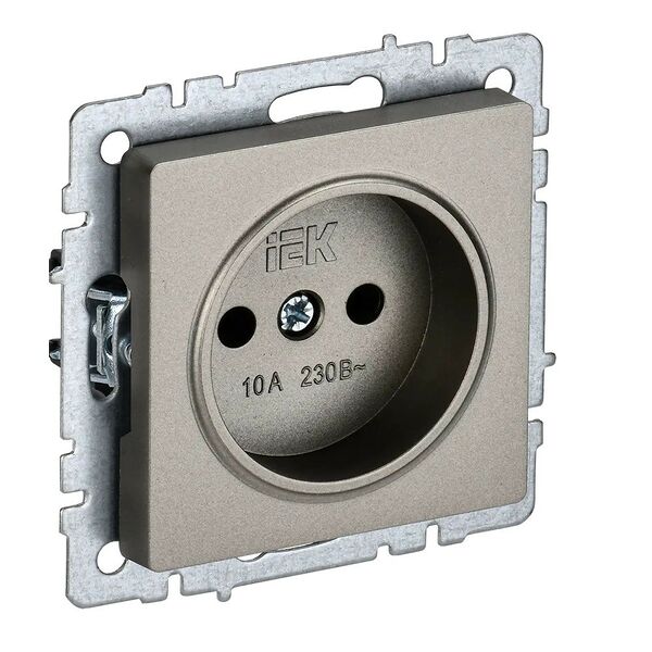 Розетка IEK Brite, без заземления, без защитных шторок, 10А, шампань
