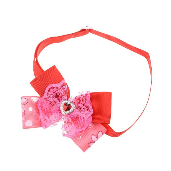 Галстук-бант розовый с сердечком