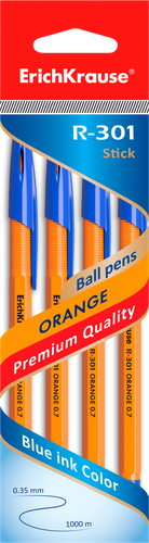 

Ручка шариковая Erich Krause R-301 Orange Stick 0.7 синяя 4 шт.