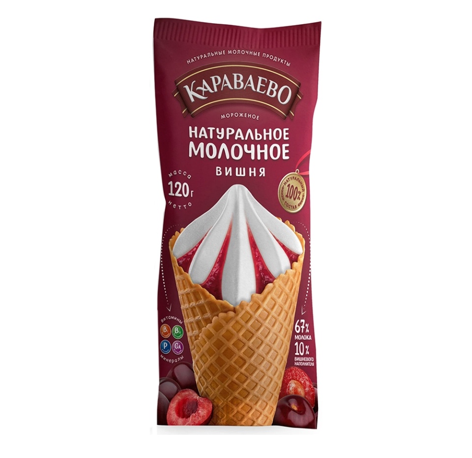 

Мороженое Караваево молочное вишня 120 г