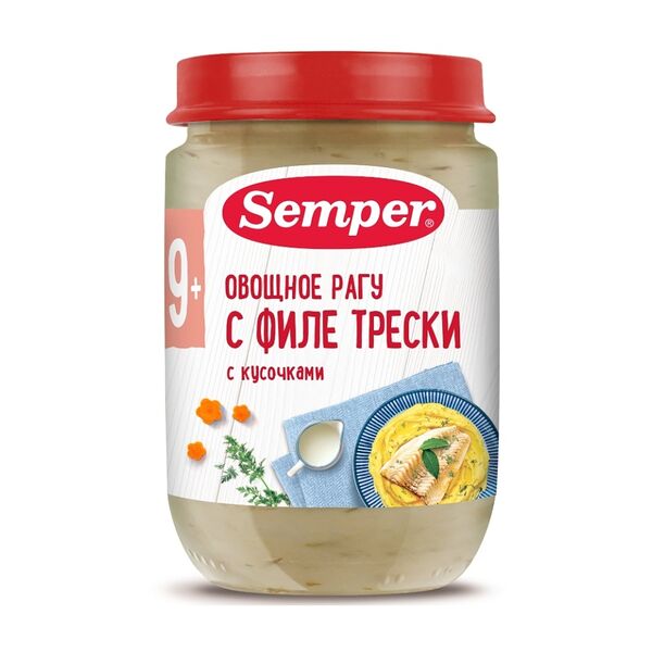 Пюре Semper овощное рагу с филе трески с 9 месяцев