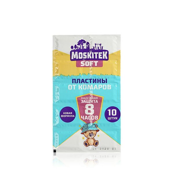 Пластинки от комаров Moskitek Soft Надежная защита 8 часов 10шт