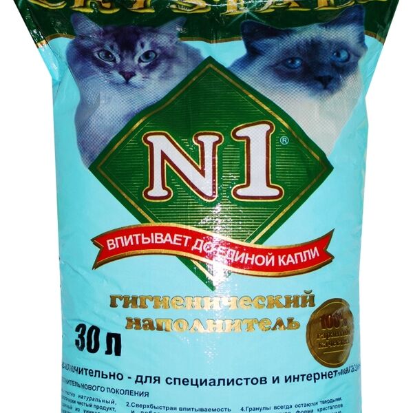 №1 Crystals наполнитель силикагелевый впитывающий 12 кг.