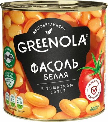 Фасоль GREENOLA белая в томатном соусе 400г