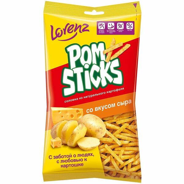 Чипсы картофельные соломкой Pomsticks со вкусом сыра, 100г