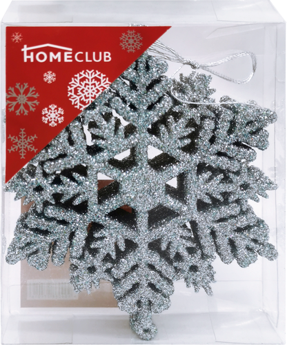 

Набор елочных украшений HOMECLUB Снежинки 11см, пластик, 6шт
