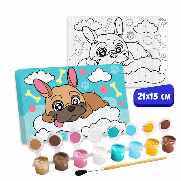 9071315 Картина по номерам (набор) 'Щенок на облачке' 21*15 см