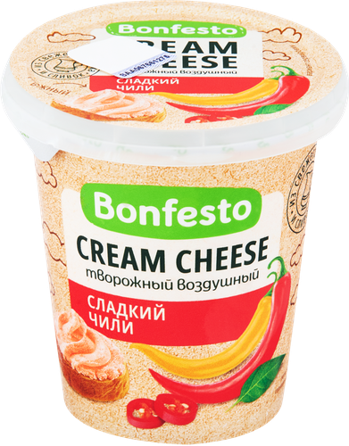 

Сыр творожный Bonfesto Кремчиз воздушный Сладкий чили 65%, без змж, 125г