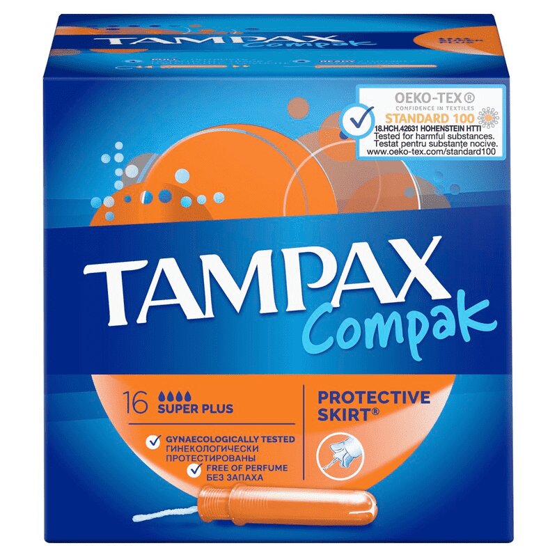 

Тампоны Tampax Compak Super plus 16 шт с аппликатором