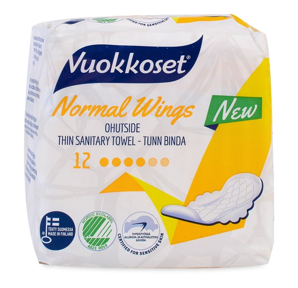 

Прокладки женские Vuokkoset Normal с крылышками 4 капли, 12 шт.