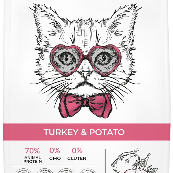 Корм для кошек BEST DINNER для стерилиз. склон.к аллергии и пробл.пищевар., индейка с карт. сух.10кг