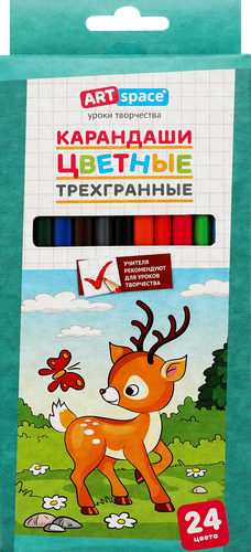 

Карандаши цветные ArtSpace Лесные жители, трехгранные, 24 цвета