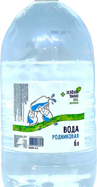 Вода Зеленая линия питьевая природная негазированная 6л