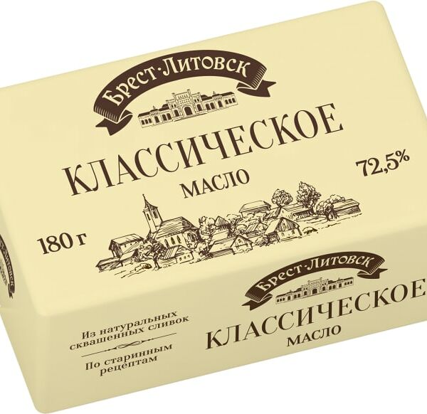 Масло сладко-сливочное Брест-Литовск 72.5% 180г