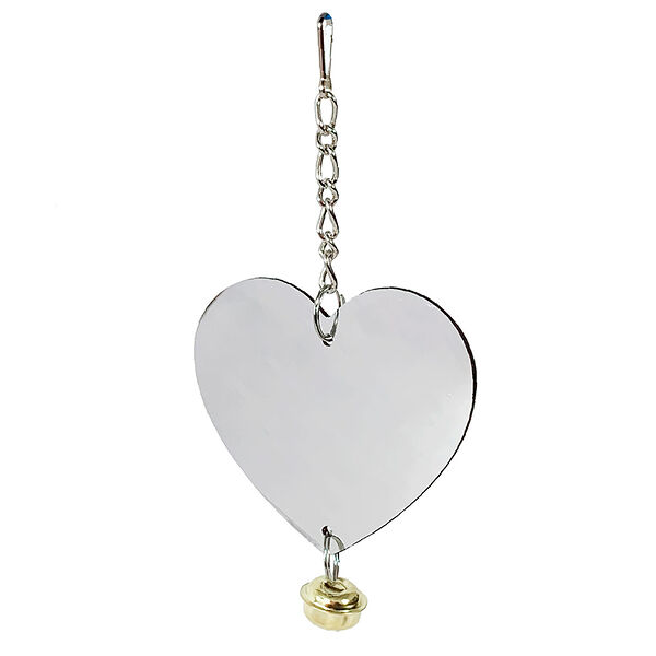 Зеркало для попугаев двухстороннее сердце 14х7 см