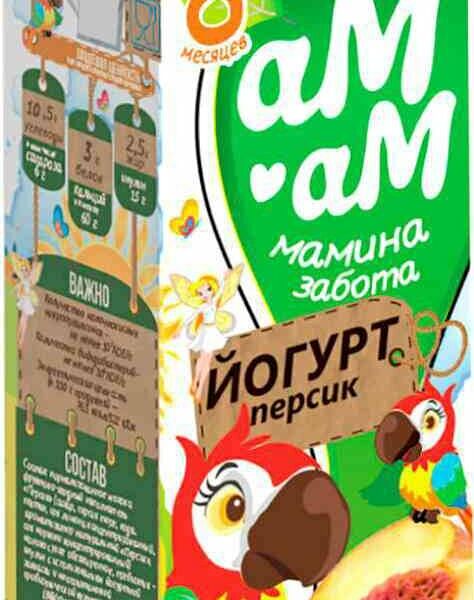 Йогурт детский Ам-Ам Мамина забота персик 2,5% 210 г