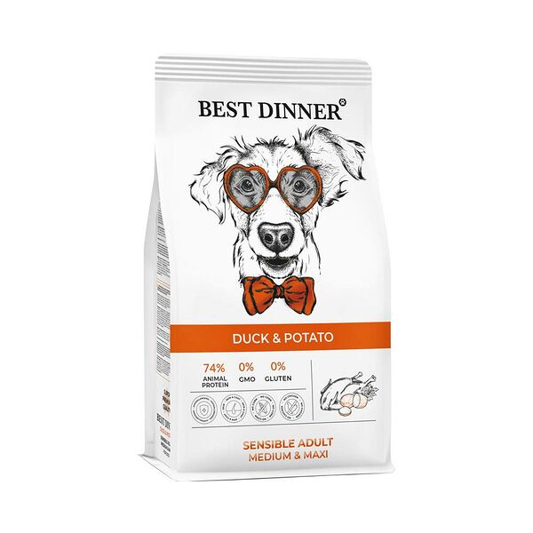 Best Dinner Sensible Adult Medium&Maxi сухой корм для собак средних и крупных пород Утка и картофель