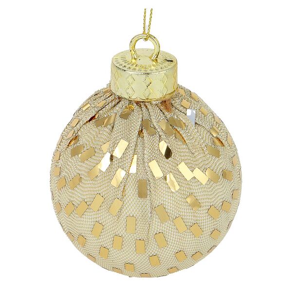 Подвеска шар Сноу бум 8 см золото пенопласт пластик 1 шт