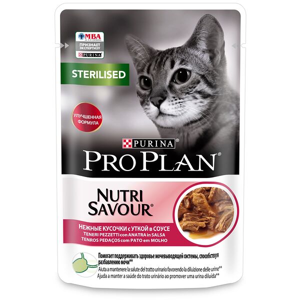 Корм для кошек Purina Pro Plan Nutri Savour Sterilised с уткой в соусе