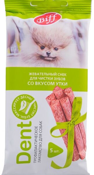 Лакомство для собак Biff Dent Жевательный снек со вкусом утки для собак мини пород 20г