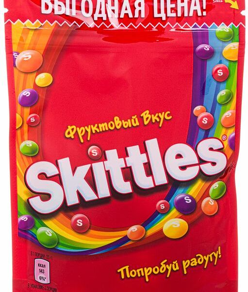 Драже Skittles Фруктовый вкус в сахарной глазури лимон-лайм-апельсин-клубника-смородина, 70г