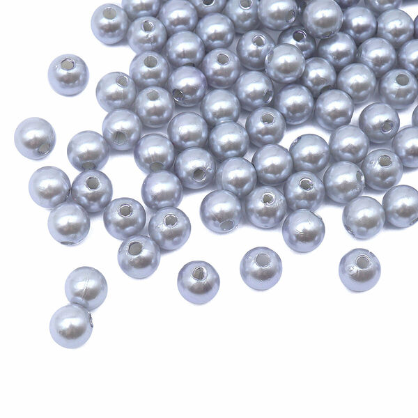 MH.КР.08 Бусины пластиковые, 'жемчуг', цветные, круглые, 8мм, 25гр, Astra&Craft(MH.КР.08.029.02 серый)