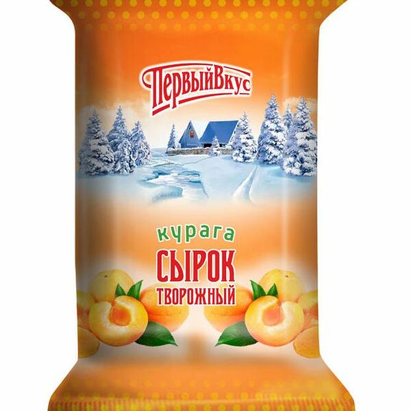 Сырок Творожный Первый Вкус с Сахаром и Курагой 4,5% Без Змж 100г