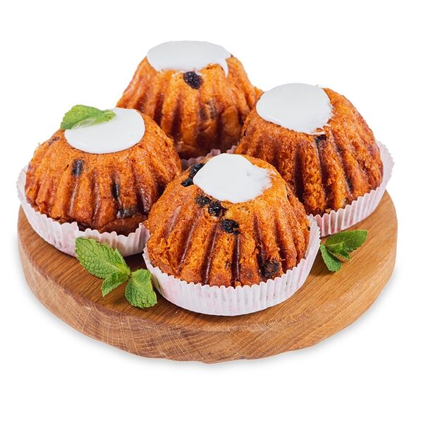 Ромовая баба с изюмом в белой глазури, «Рузский хлебозавод», 2*125 г, Россия