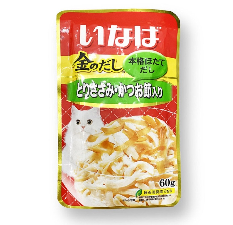 

Корм для кошек Inaba Kinnodashi куриное филе с кацуобуси в желе пауч 60 г