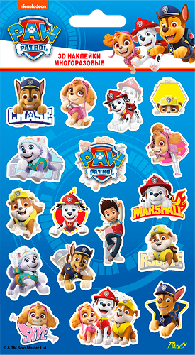 Наклейки 3D Щенячий патруль №2